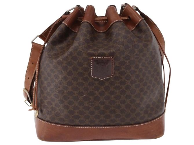 16 Céline Borsa a tracolla CELINE Macadam Canvas PVC Leather Brown Gold Auth 198250 Marrone D'oro - vista 2