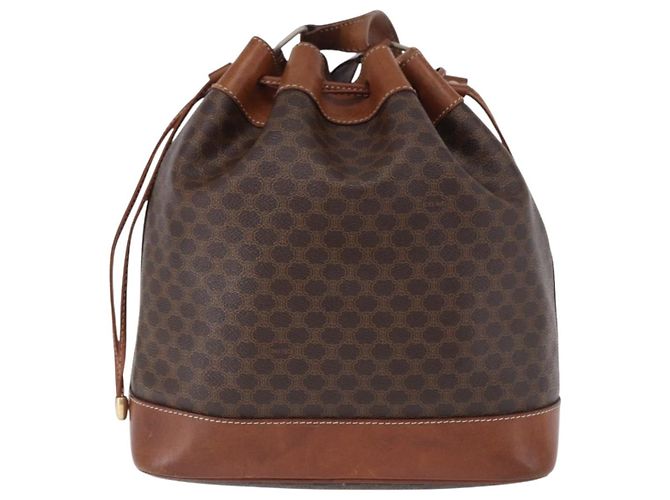 16 Céline Borsa a tracolla CELINE Macadam Canvas PVC Leather Brown Gold Auth 198250 Marrone D'oro - vista 3