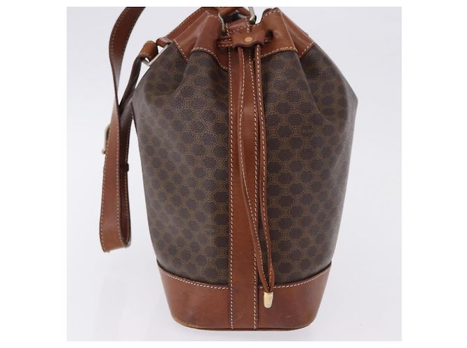 16 Céline Borsa a tracolla CELINE Macadam Canvas PVC Leather Brown Gold Auth 198250 Marrone D'oro - vista 4