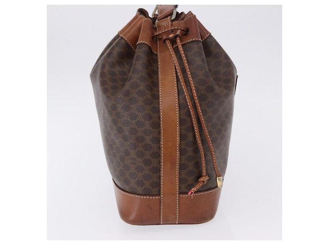16 Céline Borsa a tracolla CELINE Macadam Canvas PVC Leather Brown Gold Auth 198250 Marrone D'oro - vista 5