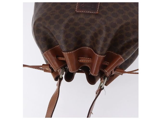 16 Céline Borsa a tracolla CELINE Macadam Canvas PVC Leather Brown Gold Auth 198250 Marrone D'oro - vista 6