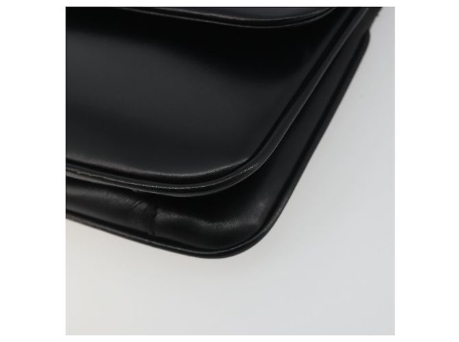 Borsa a tracolla con catena BALLY in pelle nera e oro Auth 196292 Nero D'oro - vista 10