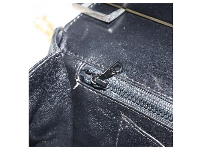 Borsa a tracolla con catena BALLY in pelle nera e oro Auth 196292 Nero D'oro - vista 21