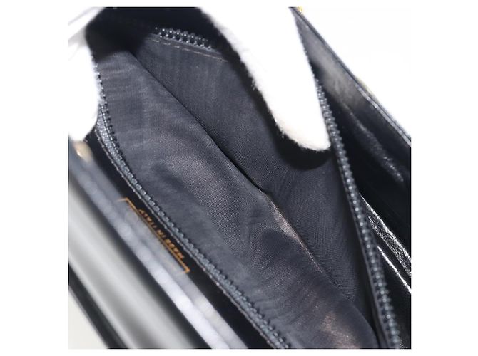 Borsa a tracolla con catena BALLY in pelle nera e oro Auth 196292 Nero D'oro - vista 22