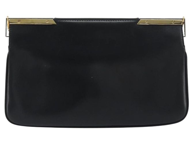 Borsa a tracolla con catena BALLY in pelle nera e oro Auth 196292 Nero D'oro - vista 3