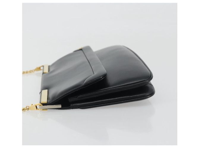 Borsa a tracolla con catena BALLY in pelle nera e oro Auth 196292 Nero D'oro - vista 5