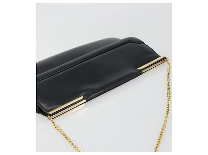 Borsa a tracolla con catena BALLY in pelle nera e oro Auth 196292 Nero D'oro - vista 6