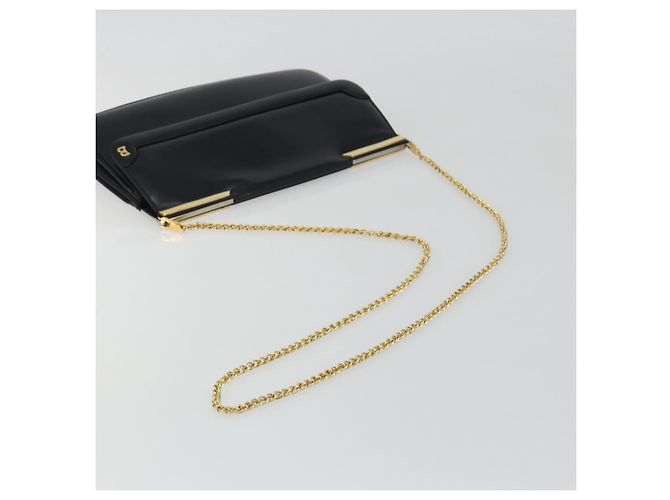 Borsa a tracolla con catena BALLY in pelle nera e oro Auth 196292 Nero D'oro - vista 7