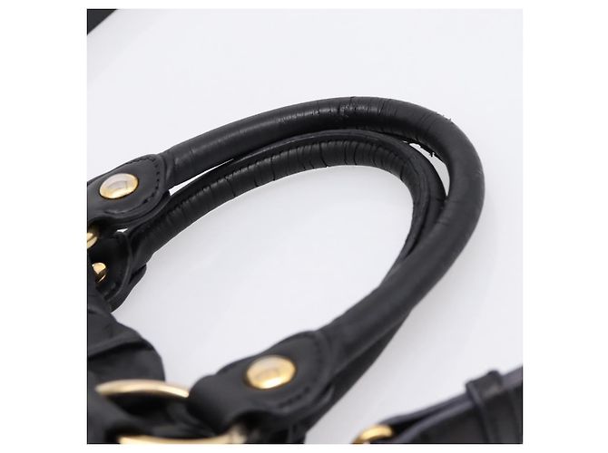 Borsa Miu Miu Vitellolux in pelle 2way Nero Tono Oro Auth 196431 - vista 14