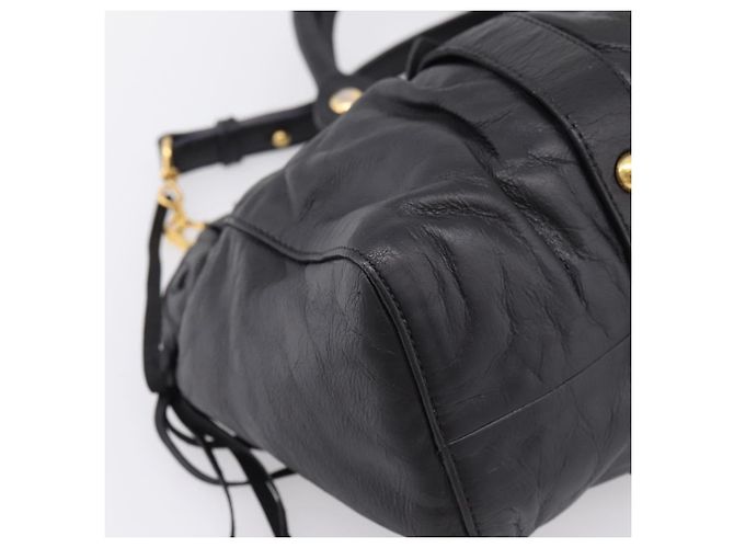 Borsa Miu Miu Vitellolux in pelle 2way Nero Tono Oro Auth 196431 - vista 19