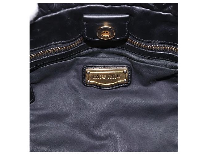 Borsa Miu Miu Vitellolux in pelle 2way Nero Tono Oro Auth 196431 - vista 21