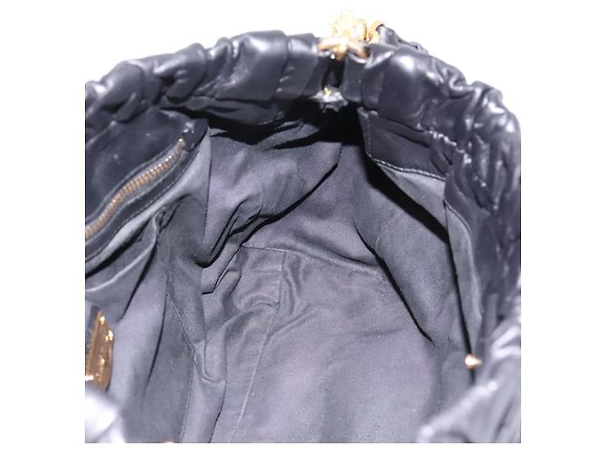 Borsa Miu Miu Vitellolux in pelle 2way Nero Tono Oro Auth 196431 - vista 22