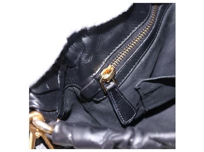 Borsa Miu Miu Vitellolux in pelle 2way Nero Tono Oro Auth 196431 - vista 25