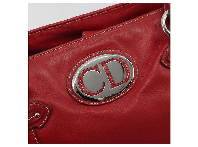 Borsa Christian Dior in pelle rossa e argento Auth 196646A Rosso - vista 14
