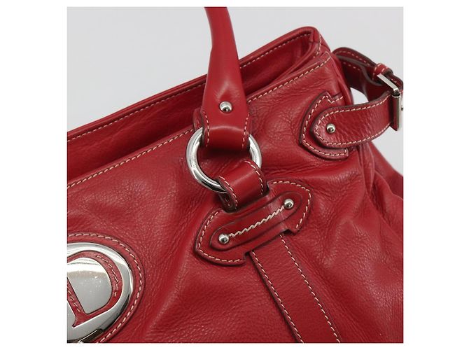 Borsa Christian Dior in pelle rossa e argento Auth 196646A Rosso - vista 15