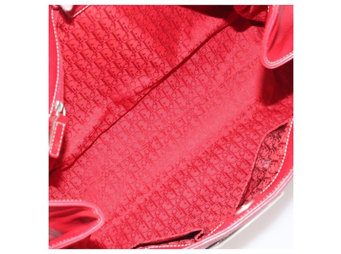Borsa Christian Dior in pelle rossa e argento Auth 196646A Rosso - vista 17