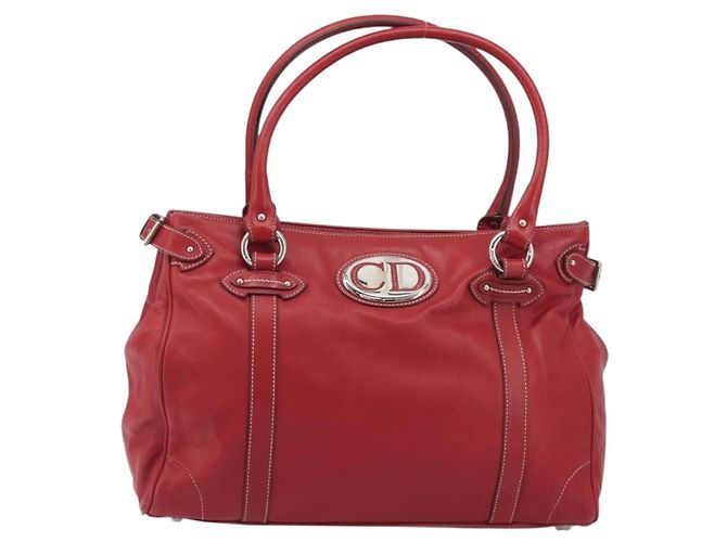 Borsa Christian Dior in pelle rossa e argento Auth 196646A Rosso - vista 2