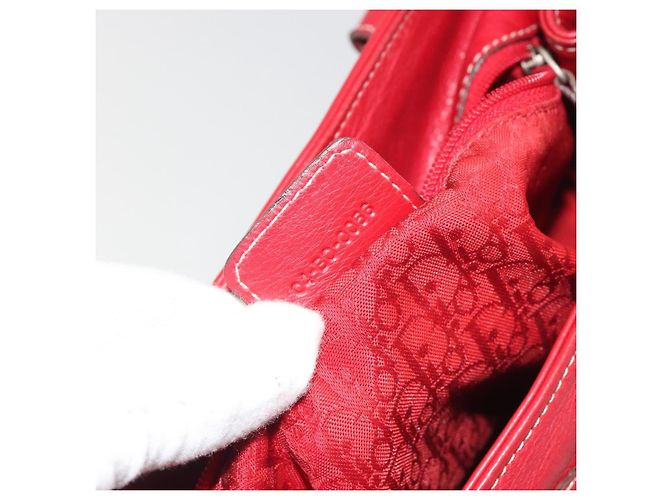 Borsa Christian Dior in pelle rossa e argento Auth 196646A Rosso - vista 22
