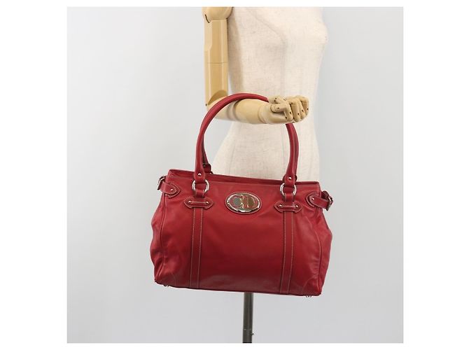 Borsa Christian Dior in pelle rossa e argento Auth 196646A Rosso - vista 23