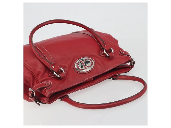 Borsa Christian Dior in pelle rossa e argento Auth 196646A Rosso - vista 6
