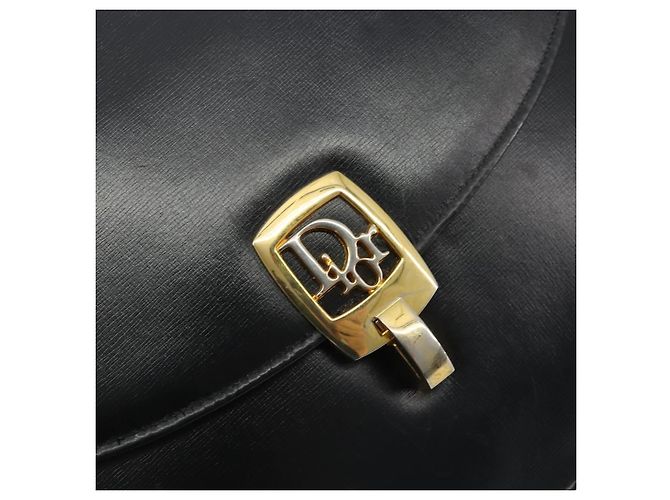 Borsa a mano Christian Dior in pelle di vitello Nera e Dorata Auth 196420 Nero - vista 15