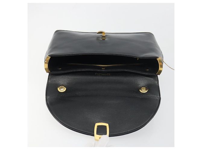 Borsa a mano Christian Dior in pelle di vitello Nera e Dorata Auth 196420 Nero - vista 16