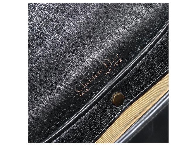 Borsa a mano Christian Dior in pelle di vitello Nera e Dorata Auth 196420 Nero - vista 17