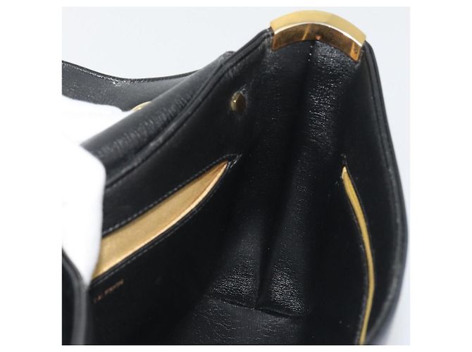 Borsa a mano Christian Dior in pelle di vitello Nera e Dorata Auth 196420 Nero - vista 19