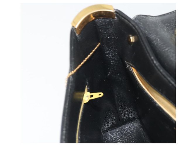 Borsa a mano Christian Dior in pelle di vitello Nera e Dorata Auth 196420 Nero - vista 20
