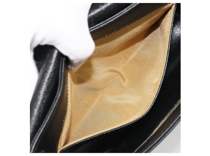 Borsa a mano Christian Dior in pelle di vitello Nera e Dorata Auth 196420 Nero - vista 21
