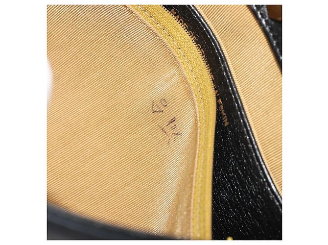 Borsa a mano Christian Dior in pelle di vitello Nera e Dorata Auth 196420 Nero - vista 23