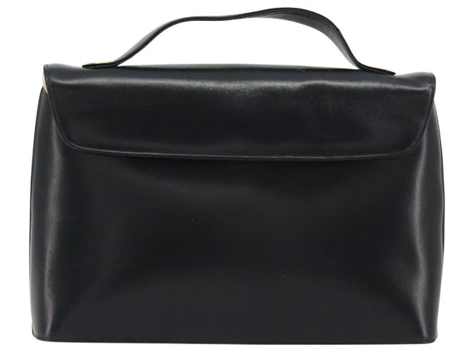 Borsa a mano Christian Dior in pelle di vitello Nera e Dorata Auth 196420 Nero - vista 3