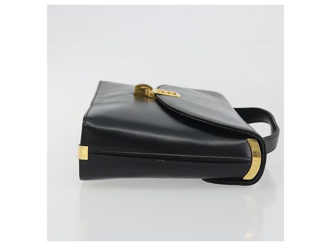 Borsa a mano Christian Dior in pelle di vitello Nera e Dorata Auth 196420 Nero - vista 4