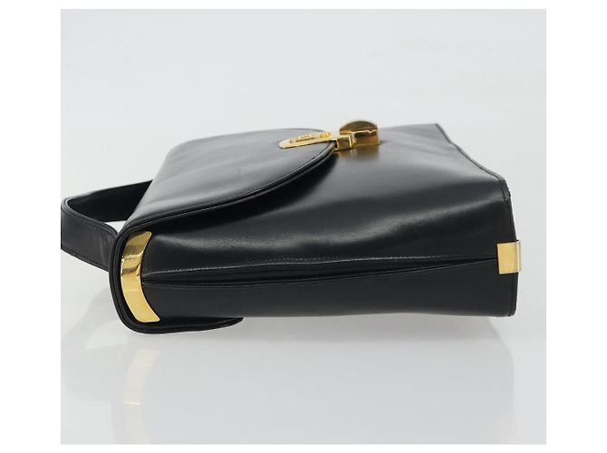 Borsa a mano Christian Dior in pelle di vitello Nera e Dorata Auth 196420 Nero - vista 5