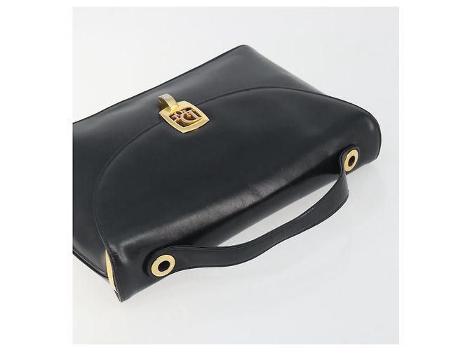Borsa a mano Christian Dior in pelle di vitello Nera e Dorata Auth 196420 Nero - vista 6