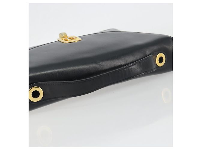 Borsa a mano Christian Dior in pelle di vitello Nera e Dorata Auth 196420 Nero - vista 7