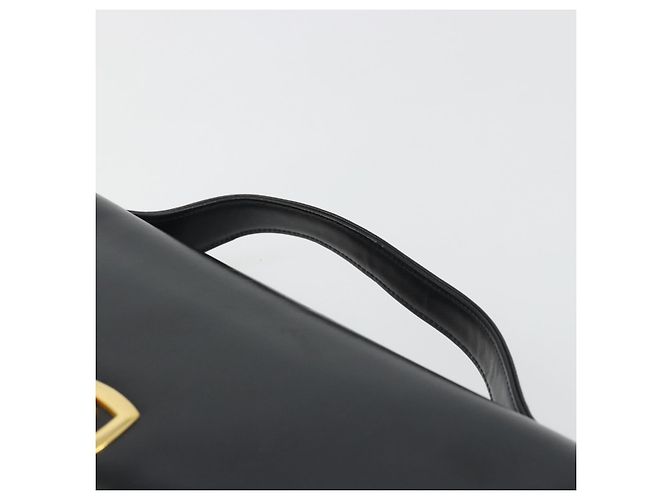 Borsa a mano Christian Dior in pelle di vitello Nera e Dorata Auth 196420 Nero - vista 8