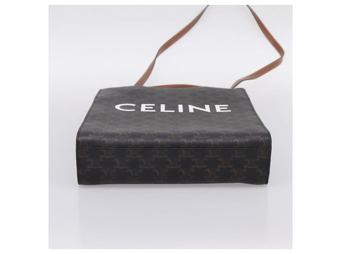 Céline CELINE Macadam Canvas Vertical Cabas Small Hand Bag PVC Brown Gold Auth 196692V Marrone D'oro - vista 11