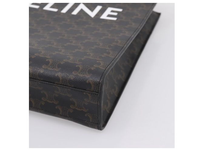 Céline CELINE Macadam Canvas Vertical Cabas Small Hand Bag PVC Brown Gold Auth 196692V Marrone D'oro - vista 12
