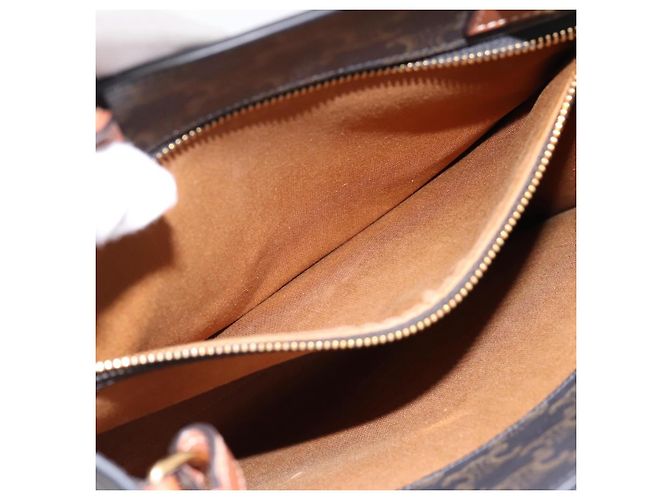 Céline CELINE Macadam Canvas Vertical Cabas Small Hand Bag PVC Brown Gold Auth 196692V Marrone D'oro - vista 20