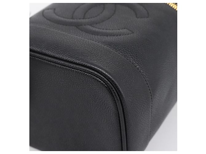 Sac à main Vanity CHANEL COCO Mark Cuir Caviar Noir Or CC Auth 198746V Doré - vue 10