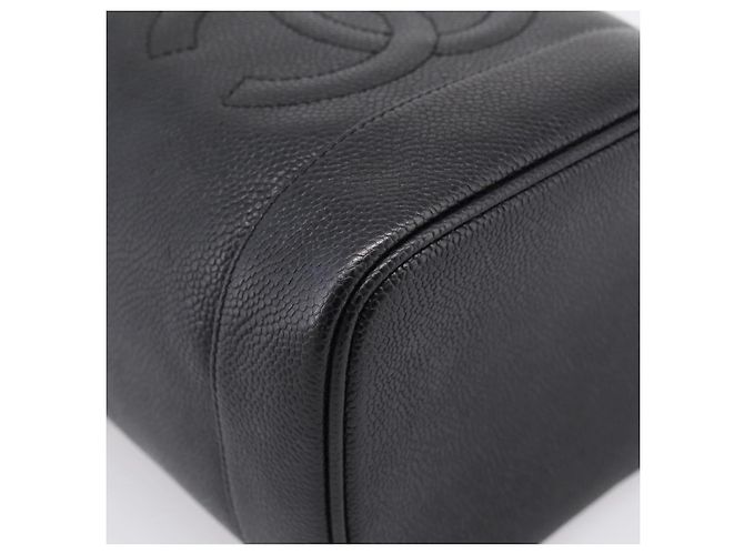 Sac à main Vanity CHANEL COCO Mark Cuir Caviar Noir Or CC Auth 198746V Doré - vue 11