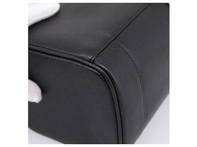 Sac à main Vanity CHANEL COCO Mark Cuir Caviar Noir Or CC Auth 198746V Doré - vue 12