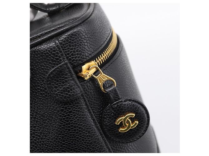 Sac à main Vanity CHANEL COCO Mark Cuir Caviar Noir Or CC Auth 198746V Doré - vue 14