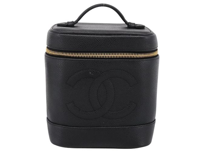 Sac à main Vanity CHANEL COCO Mark Cuir Caviar Noir Or CC Auth 198746V Doré - vue 2