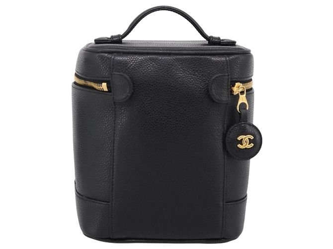 Sac à main Vanity CHANEL COCO Mark Cuir Caviar Noir Or CC Auth 198746V Doré - vue 3