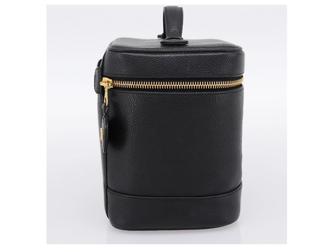 Sac à main Vanity CHANEL COCO Mark Cuir Caviar Noir Or CC Auth 198746V Doré - vue 4