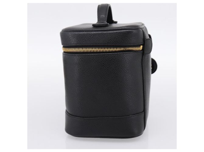 Sac à main Vanity CHANEL COCO Mark Cuir Caviar Noir Or CC Auth 198746V Doré - vue 5