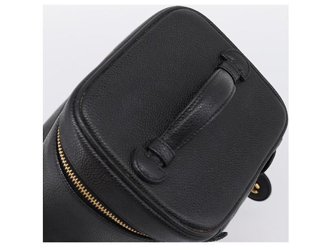 Sac à main Vanity CHANEL COCO Mark Cuir Caviar Noir Or CC Auth 198746V Doré - vue 6