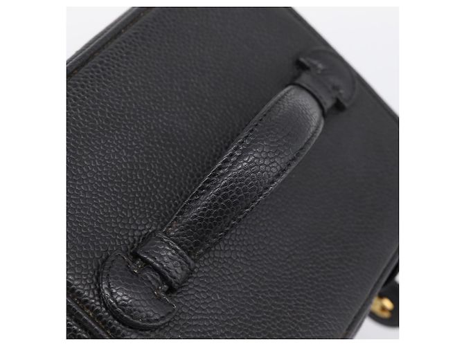 Sac à main Vanity CHANEL COCO Mark Cuir Caviar Noir Or CC Auth 198746V Doré - vue 7